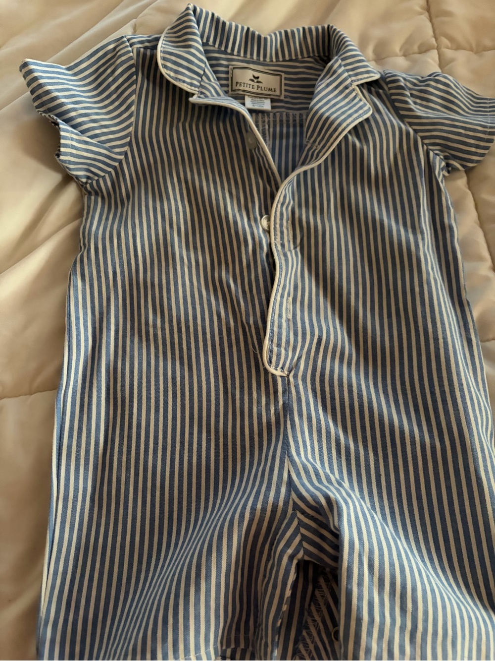 Blue and White Striped Kids One-Piece